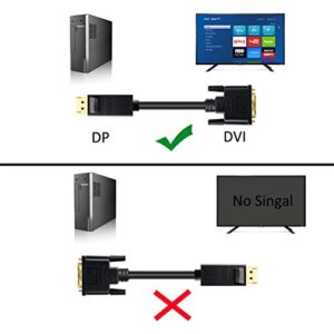 DTECH 6 Foot DisplayPort to DVI-D Single Link Cable Male to Male with Gold Plated Connector