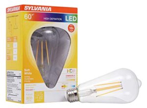 sylvania led filament light bulb, st19 edison, 60w equivalent, efficient 8.5w, 13 year, dimmable, 800 lumen, clear finish, 2700k, soft white – 1 pack (40255)