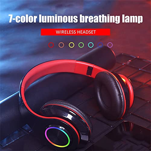 Head-Mounted Bluetooth Headphone, LED Lights Glowing Headphones Earphone Support Wired and Wireless,9D Surround HiFi Stereo Sound, for Video Game,Sports,Driving,Fitness,for iOS