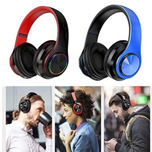 Head-Mounted Bluetooth Headphone, LED Lights Glowing Headphones Earphone Support Wired and Wireless,9D Surround HiFi Stereo Sound, for Video Game,Sports,Driving,Fitness,for iOS