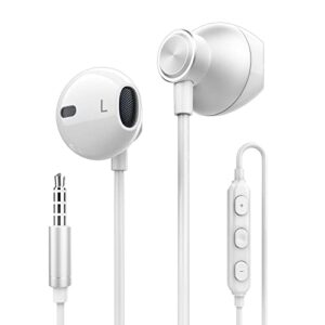 dixvuk metal earbuds wired with microphone, noise isolating in-ear headphones, earphone fits 3.5mm interface for ipad,mp3/mp4, apple iphone, android smartphones (silver)