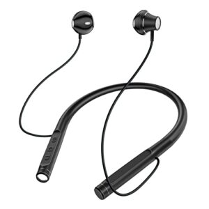 wesadn bluetooth headphones neckband wireless earbuds with microphone flashlight noise cancelling deep bass 120h playtime ipx7 waterproof outdoor sports running headset for iphone android, black