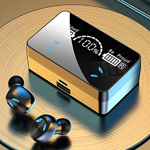 Bluetooth,X3 Wireless in Ear Ear Buds Headphones,Bluetooth 5.1,USB Charger,Lossless Digital Display, 9d Stereo Earbud Sports,Earphone,Touch Controls,Mirror,9D Stereo,Water Proof- Black,White