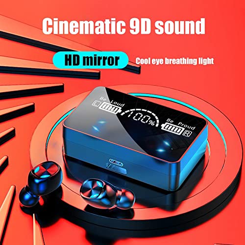 Bluetooth,X3 Wireless in Ear Ear Buds Headphones,Bluetooth 5.1,USB Charger,Lossless Digital Display, 9d Stereo Earbud Sports,Earphone,Touch Controls,Mirror,9D Stereo,Water Proof- Black,White