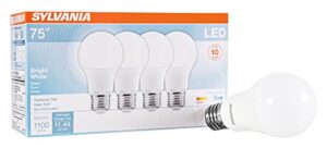 sylvania led a19 light bulb, 75w equivalent, efficient 12w, frosted finish, 1100 lumens, bright white – 4 pack (78099)