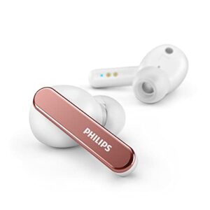 philips t5506 true wireless headphones with noise canceling pro (anc) and up to 32hrs playtime with wireless charging case, white