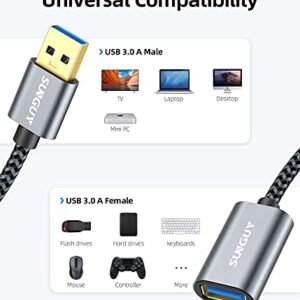 SUNGUY 5Gbps USB 3.0 Extension Cable, 1FT USB Extender, USB A Male to Female Cord, Braided High Data Transfer Compatible with Xbox, Hard Drive, Webcam, USB Keyboard, Mouse, Flash Drive, Oculus VR