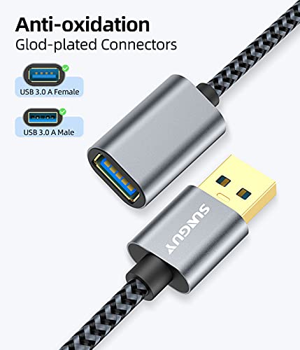 SUNGUY 5Gbps USB 3.0 Extension Cable, 1FT USB Extender, USB A Male to Female Cord, Braided High Data Transfer Compatible with Xbox, Hard Drive, Webcam, USB Keyboard, Mouse, Flash Drive, Oculus VR