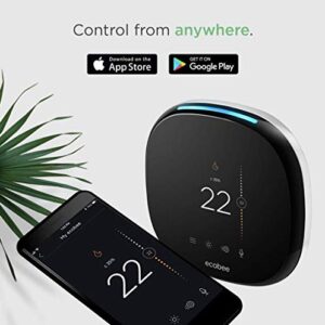 Ecobee4 Smart Wi-Fi Programmable Thermostat with Built-in Alexa Voice and Room Sensor Included, Black (Non-Retail Packaging)