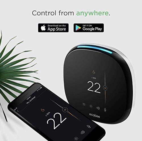 Ecobee4 Smart Wi-Fi Programmable Thermostat with Built-in Alexa Voice and Room Sensor Included, Black (Non-Retail Packaging)