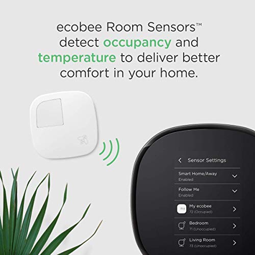 Ecobee4 Smart Wi-Fi Programmable Thermostat with Built-in Alexa Voice and Room Sensor Included, Black (Non-Retail Packaging)