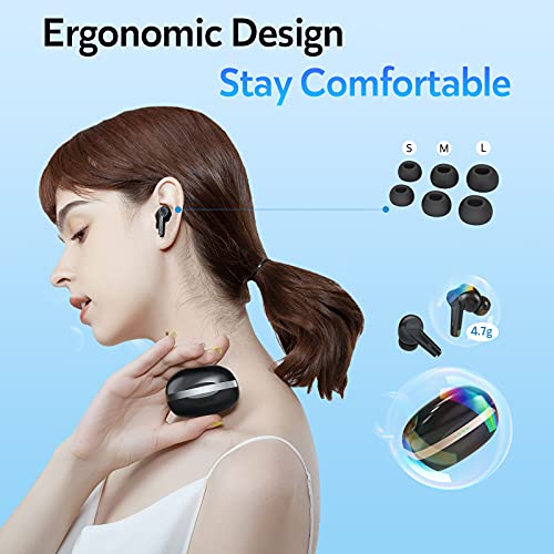 DACOM Wireless Earbuds Active Noise Cancelling Bluetooth 5.2 Built-in Microphone 32H Playtime Mini Charging Case in-Ear Earphones for iPhone Android Work Immersive Sound Premium Deep Bass Headset