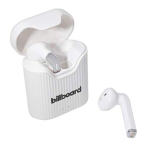 billboard bluetooth 5.0 true wireless stereo earbuds with charging case, white/gray (bb2808)
