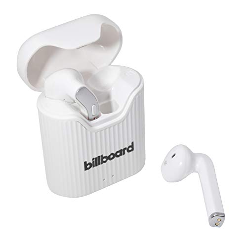 Billboard Bluetooth 5.0 True Wireless Stereo Earbuds with Charging Case, White/Gray (BB2808)