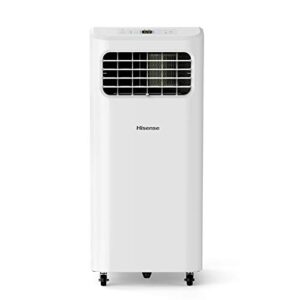 hisense portable air conditioner 6,000 btu cooling dehumidifier fan for smaller room up to 250 sq ft, remote control, white