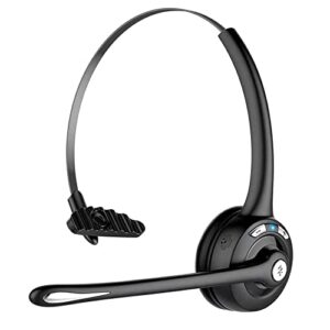 bluetooth headset with microphone for truck driver, one ear wireless headset with cvc6.0 noise cancelling, mute & volume control, long battery life, headsets with mic for cell phone, pc, call center