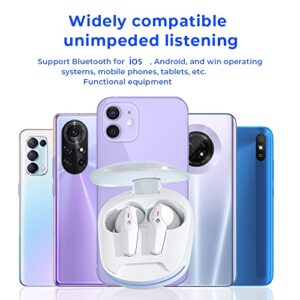 Bluetooth Headphone Deep Bass Earphone Handsfree Headset with HD Mic 60 Hrs Playtime 3 Sound Effects IPX5 Waterproof USB-C Quick Charge True Wireless Earbud for Android iOS Phones TV Car (white)