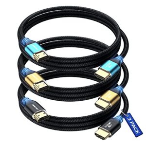 maximm hdmi cable 8k cable’s new upgraded design hdmi 2.1, 3ft, certified 48gbps, 8k@60hz 18gbps 4k@120hz ultra high-speed gaming hdmi cable, 8k/4k cable, 3 pack, ul-listed