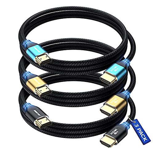 Maximm HDMI Cable 8k Cable’s New Upgraded Design HDMI 2.1, 3ft, Certified 48Gbps, 8K@60Hz 18Gbps 4K@120Hz Ultra High-Speed Gaming HDMI Cable, 8k/4k Cable, 3 Pack, UL-Listed