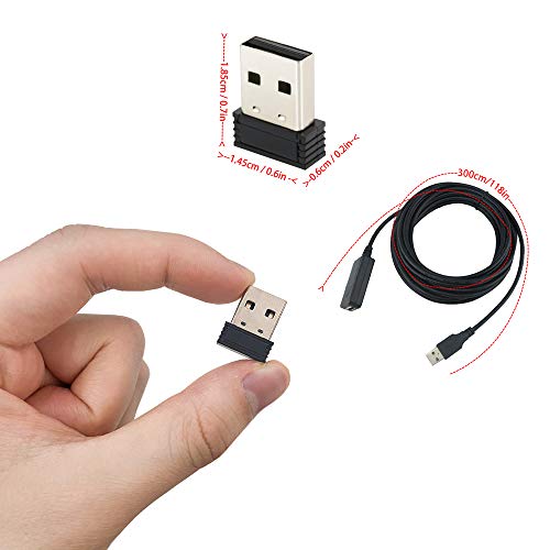 USB ANT+ Stick Dongle Adapter Wireless Receiver for Zwift, TheSufferfest, TrainerRoad, Rouvy to Upgrade Bike Trainer (with 3 Meters Extension Cable)