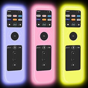 [3pcs] glowing covers case for vizio xrt260 4k voice remote 2021 model, silicone protective case for vizio remote,anti-slip & shockproof remote battery back replacement covers protector skin holder