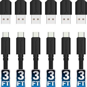 sabrent [6 pack 22awg premium 3ft usb c to usb a 2.0 sync and charge cables [black] (cb-c6x3)
