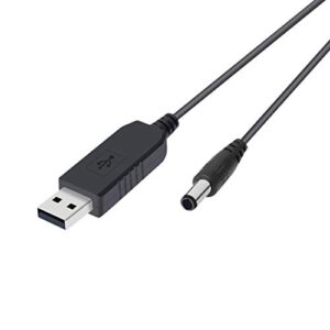 HiLetgo 3pcs USB to DC Convert Cable 5V to 12V Voltage Step-Up Cable 5.5x2.1mm DC Connect Male 1M