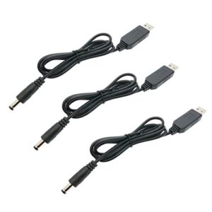 hiletgo 3pcs usb to dc convert cable 5v to 12v voltage step-up cable 5.5×2.1mm dc connect male 1m