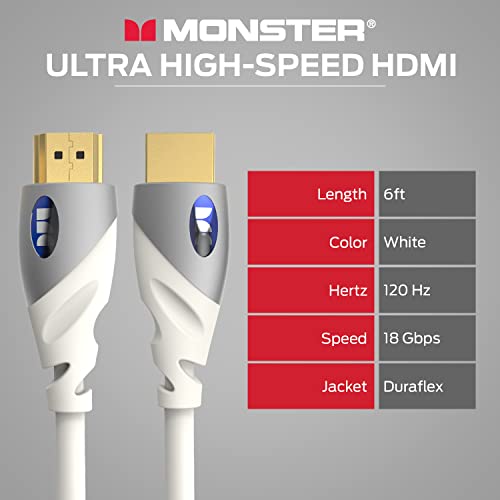 Monster HDMI Cable 4k Ultra HD with Ethernet - Corrosion-Resistant 24k Rose Gold Contacts and V-Grip Connection - HDMI Cable for PS3 and Computer Monitor - 6 FT