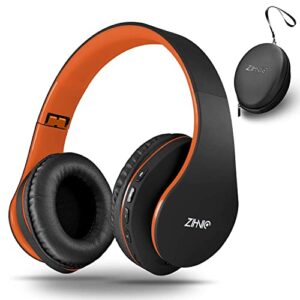 2 Items,1 Rose Gold Zihnic Over-Ear Wireless Headset Bundle with 1 Black Orange Zihnic Foldable Wireless Headset