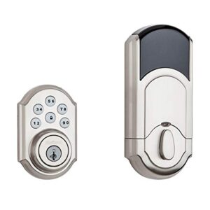 kwikset 99100-078 smartcode 910 traditional smart keypad electronic deadbolt door lock with smartkey security and z-wave plus, satin nickel