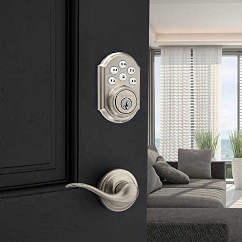 Kwikset 99100-078 SmartCode 910 Traditional Smart Keypad Electronic Deadbolt Door Lock with SmartKey Security and Z-Wave Plus, Satin Nickel