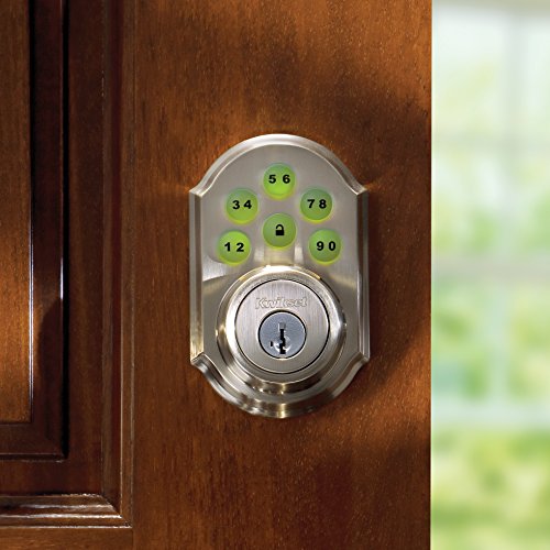 Kwikset 99100-078 SmartCode 910 Traditional Smart Keypad Electronic Deadbolt Door Lock with SmartKey Security and Z-Wave Plus, Satin Nickel