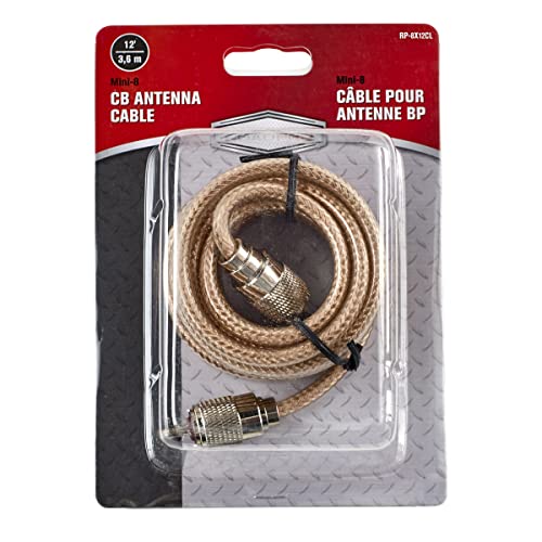 RoadPro RP-8X12CL Clear 12' CB Antenna with Mini-8 Coax Cable