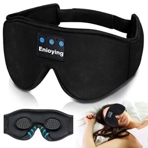 wirist sleep headphones, 3d wireless music eye mask for sleeping, thin stereo speakers for insomnia meditation travel sports bluetooth sleep mask(black)