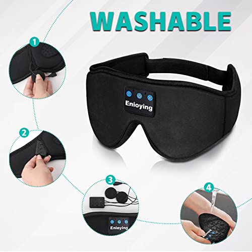 WIRIST Sleep Headphones, 3D Wireless Music Eye Mask for Sleeping, Thin Stereo Speakers for Insomnia Meditation Travel Sports Bluetooth Sleep Mask(Black)