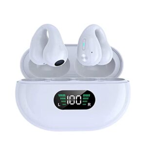 aaoclo wireless ear clip bone conduction headphones, wireless bluetooth headset, bone conduction clip ear noise reduction sports running waterproof noise reduction (white)