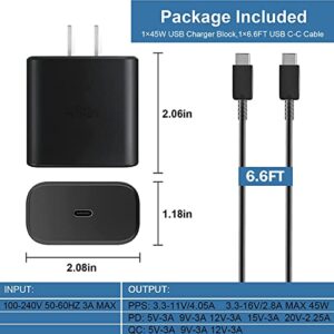 45W USB C Charger, PD3.0 PPS Super Fast Charging Type C Charger for Steam Deck, Samsung Galaxy Tab S8/Tab S8+ Plus/Tab S8 Ultra, Tab S7/Tab S7+ Plus/Tab S7 FE, with 6.6 Ft USB C to USB C Cable Cord