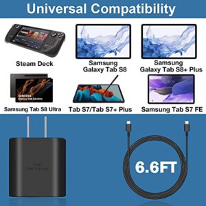45W USB C Charger, PD3.0 PPS Super Fast Charging Type C Charger for Steam Deck, Samsung Galaxy Tab S8/Tab S8+ Plus/Tab S8 Ultra, Tab S7/Tab S7+ Plus/Tab S7 FE, with 6.6 Ft USB C to USB C Cable Cord