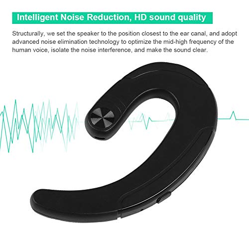 Wireless Bone Conduction Bluetooth Headset Ear-Hook Earphone Stereo Noise Reduction HD Sound Bluetooth Headphones with Microphone(Black)