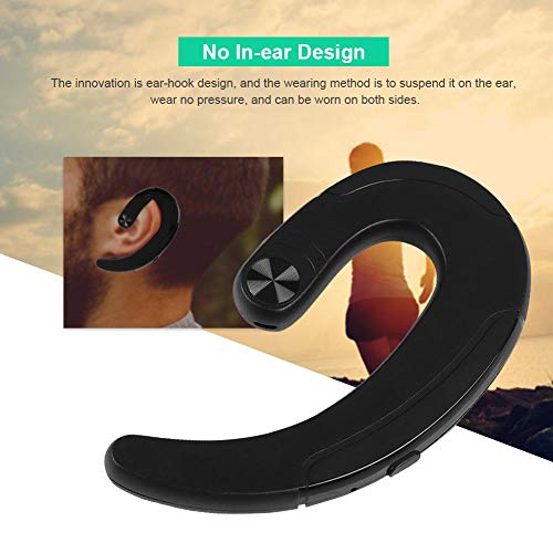 Wireless Bone Conduction Bluetooth Headset Ear-Hook Earphone Stereo Noise Reduction HD Sound Bluetooth Headphones with Microphone(Black)