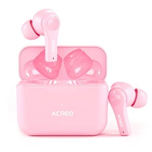 acreo wireless earbuds, airbuds,【2021 launched】,bluetooth tws earbuds with 24 hours playtime, more compact wireless earbuds for android and ipone,ipx7 rating waterproof earbuds pink