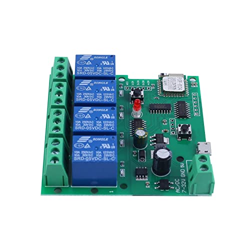 4 Channel Relay WiFi Module DC 12V 24V Switch Interlock Inching Self-Locking APP Remote Controller for Garage Door Smart Home Devices