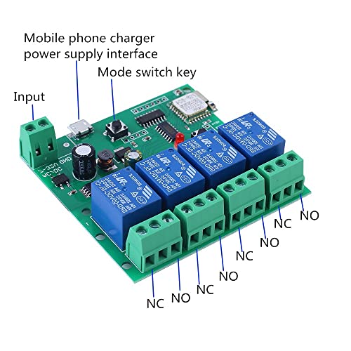 4 Channel Relay WiFi Module DC 12V 24V Switch Interlock Inching Self-Locking APP Remote Controller for Garage Door Smart Home Devices