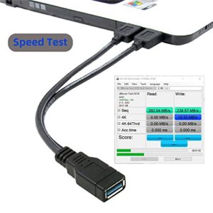 cablecc Black USB 3.0 Female to Dual USB Male Extra Power Data Y Extension Cable for 2.5" Mobile Hard Disk