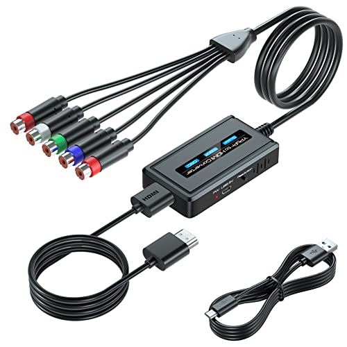 Female Component to HDMI Converter with Scaler Function for PS2/ NGC/ Xbox/ Wii with Male Component, RGB to HDMI Scaler Converter with HDMI and Integrated Component Cables, YPbPr to HDMI Converter…