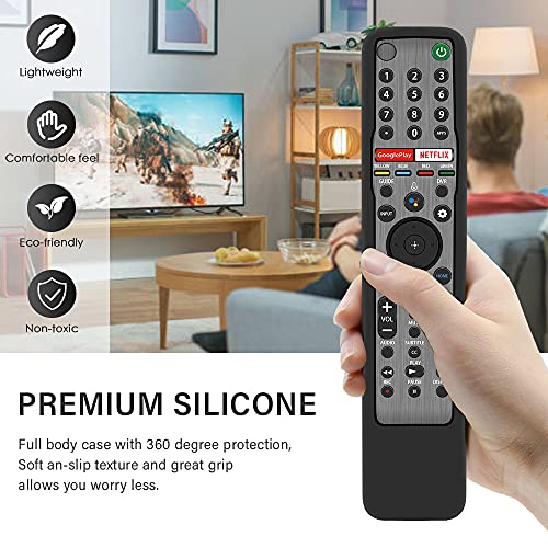 Protective Case for Sony RMF-TX600U RMF-TX500U RMF-TX500E RMF-TX621U RMF-TX600E Smart TV Remote Silicone Battery Back Cover Holder Shockproof Anti-Slip Covers for Sony Voice Remote Control (Black)