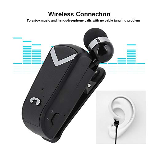 Oumij Fineblue Wireless Bluetooth Headset,4 Hours Play Time,in-Ear Sports Earbuds Headsets with Stereo,Portable in-Ear Retractable Business Lavalier Earphone,for Driving,Business,Office(Black)