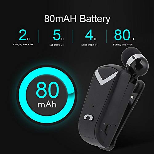 Oumij Fineblue Wireless Bluetooth Headset,4 Hours Play Time,in-Ear Sports Earbuds Headsets with Stereo,Portable in-Ear Retractable Business Lavalier Earphone,for Driving,Business,Office(Black)
