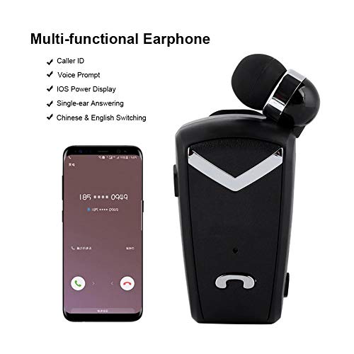 Oumij Fineblue Wireless Bluetooth Headset,4 Hours Play Time,in-Ear Sports Earbuds Headsets with Stereo,Portable in-Ear Retractable Business Lavalier Earphone,for Driving,Business,Office(Black)